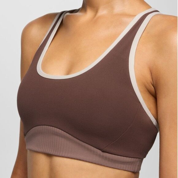 prAna - M - Luxara Salutations Bra In Mocha Colorblock Brown - Picture 3 of 8